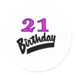 21 Birthday Pink And Black Sticker