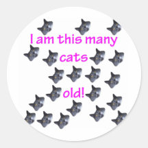 21 Cat Heads Old Round Stickers