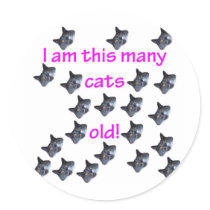 21 Cat Heads Old Round Stickers