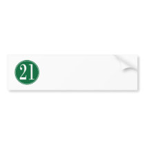 #21 Green Circle Bumper Stickers