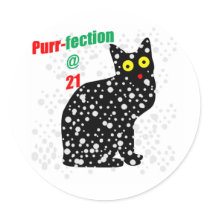21 Snow Cat Purr-fection Round Stickers