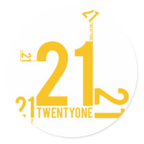 21 ROUND STICKER