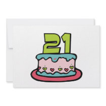 21 Year Old Birthday Cake Personalized Invitations