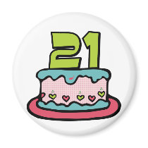 21 Year Old Birthday Cake magnets by Birthday_Bash 21 Year Old Birthday Cake magnets