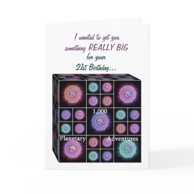 21 Years Birthday Card with Sci Fi Planets - FUNNY by JaclinArt