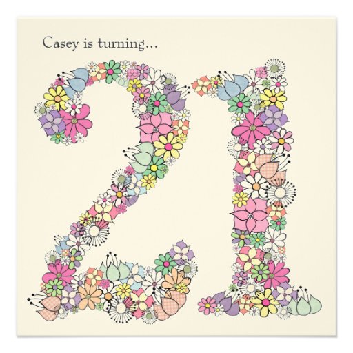 21st 21 Girls Birthday Party Custom Invitation