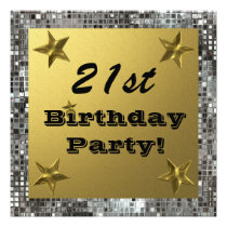 21st, Any Age Birthday Party Gold & Silver Invites invitations