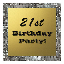 21st, Any Age Birthday Party Gold & Silver Invites invitations