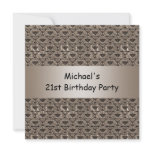 21st Birthday Beige Brown Pattern Personalized Announcements