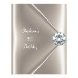 21st Birthday Beige Cream Diamond Jewel 2 Custom Announcements