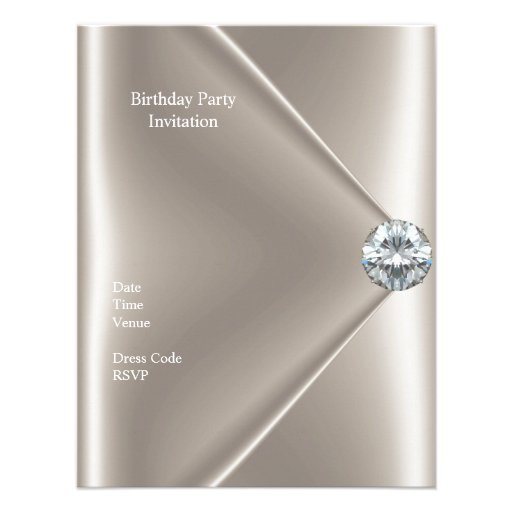21st Birthday Beige Cream Diamond Jewel 2 Custom Announcements