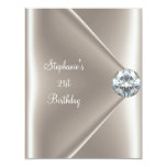 21st Birthday Beige Cream Diamond Jewel 2 Custom Announcements