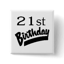 21st Birthday Black Buttons