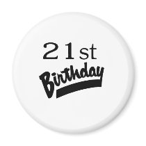 21st Birthday Black Refrigerator Magnet