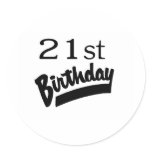 21st Birthday Black Sticker