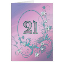 21st Birthday card with diamond stars