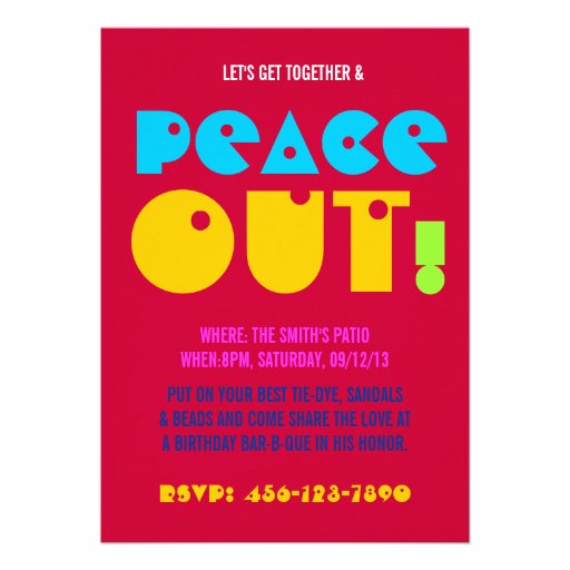 21st Birthday Chill Out Peace Party Invitations