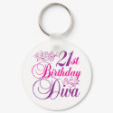 21st Birthday Diva keychains