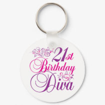 21st Birthday Diva keychains