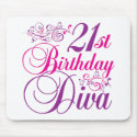 21st Birthday Diva mousepads