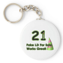 21st Birthday Fak I.D. Keychain