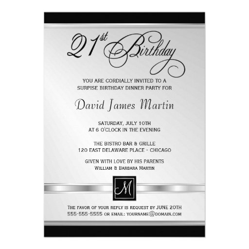 21st Birthday - Formal Party Invitations