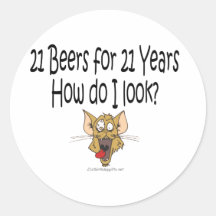 21st Birthday Gifts 21 Beers for 21 Years Round Sticker