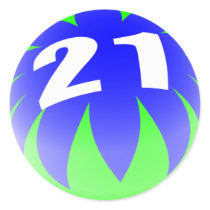 21st Birthday Gifts, Beach Ball 21! stickers