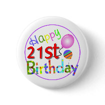 21st birthday greetings buttons
