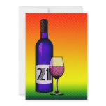 21st birthday : halftone wine bottle and glass personalized announcement
