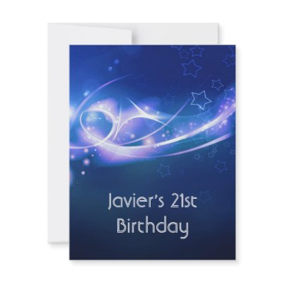 21st Birthday Party Abstract Blue Explode Modern 2 Announcements by Zizzago
