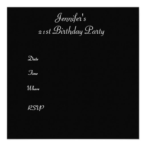 21st birthday Party Black Gold Personalized Invites