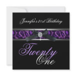 21st Birthday Party Black Purple Silver Custom Invitation