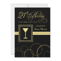 21st Birthday Party Elegant Champagne Invitations