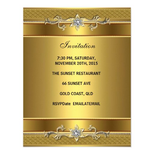 21st Birthday Party Gold Diamond Jewel Custom Announcement