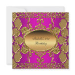 21st Birthday Party Hot Pink Gold Flourish Gold Custom Invites