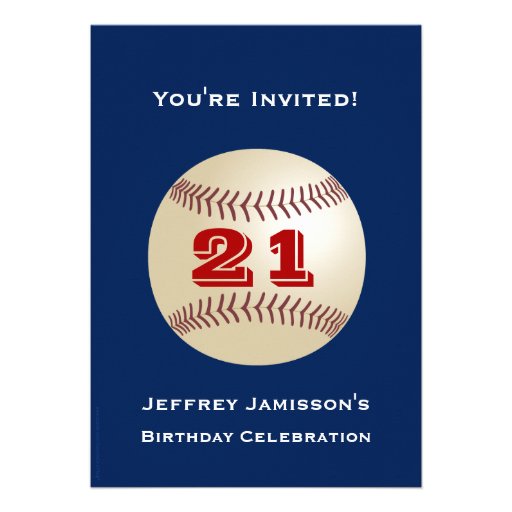 21st Birthday Party Invitation Baseball