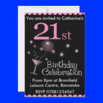 21st Birthday Party Invitation - Cocktail Glass