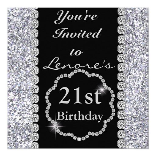 21st Birthday Party Invitation DIAMONDS & SPARKLES