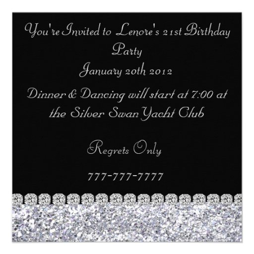 21st Birthday Party Invitation DIAMONDS & SPARKLES