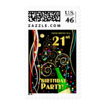 21st Birthday Party Invitation Postage Stamps