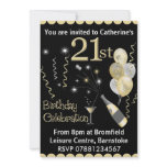 21st Birthday Party Invitations - Black & Gold