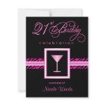 21st Birthday Party Invitations - Hot Pink Zebra