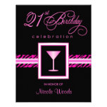 21st Birthday Party Invitations - Hot Pink Zebra