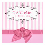 21st Birthday Party Invitations - Pink & White