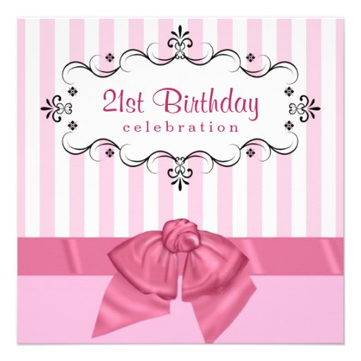 21st Birthday Party Invitations - Pink & White