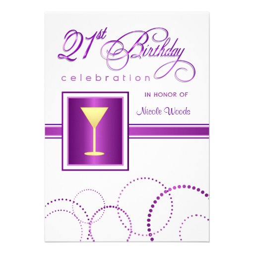 21st Birthday Party Invitations - with Monogram (front side)