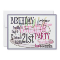 21st Birthday Party Personalized Invitation