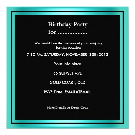 21st Birthday Party Polka Dot Teal Black White Invites