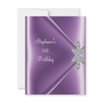21st Birthday Party Purple Mauve Diamond Jewel Personalized Invites